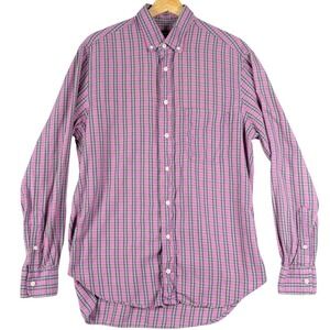 Gitman Bros Button Down Shirt Men Pink‎ Plaid 100% Cotton USA Long Sleeve Size M